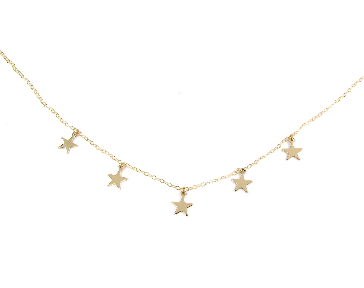 5 Star Choker Necklace | Dainty Celestial Charm Necklace